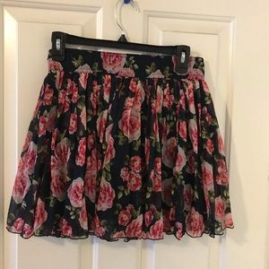 Navy blue skirt with pink flowers